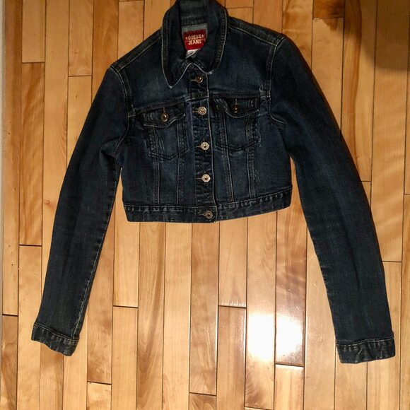 Vintage Y2K GUESS Jeans Cropped Denim Jacket Women’s Size M – Stretch Blue Jean - Picture 2 of 6